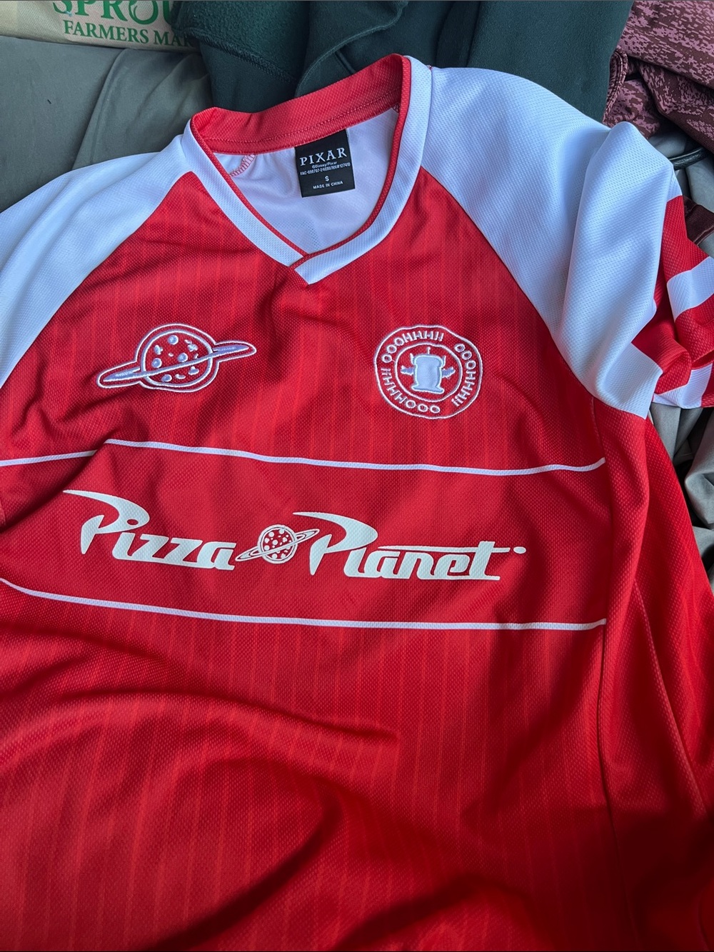 Pixar Pizza Planet Women's Red Raglan Fan Jersey